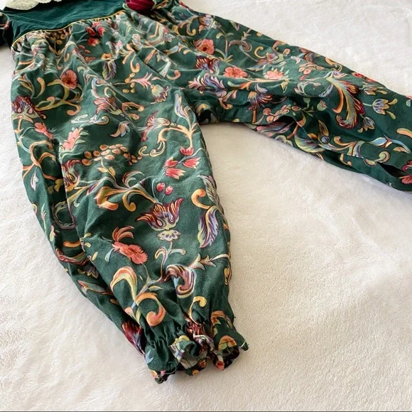 Vintage 1980s Baby Togs Velvet Paisley Jumpsuit